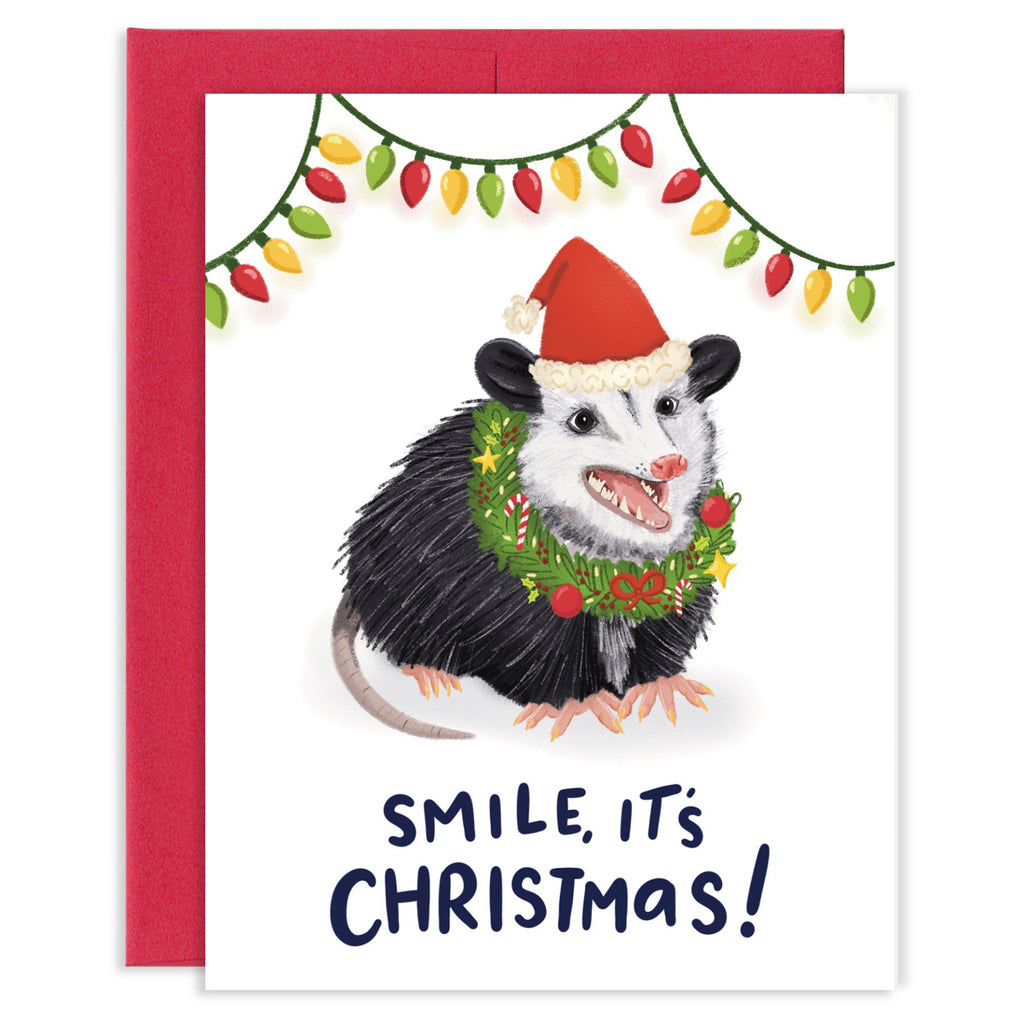 Smile Christmas Opossum Card