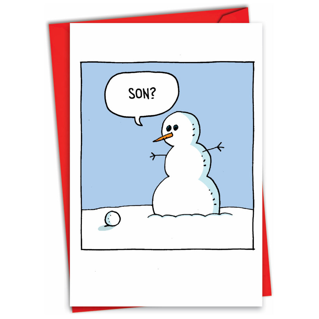 Snowman & Snowball Christmas Card.