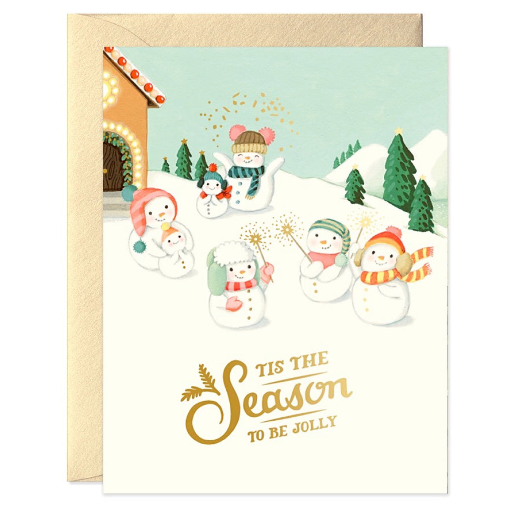 Snowman Family Be Jolly Holiday Card