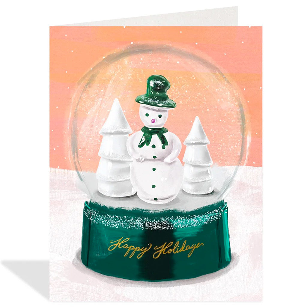 Snowman In Snowglobe Holiday Card.