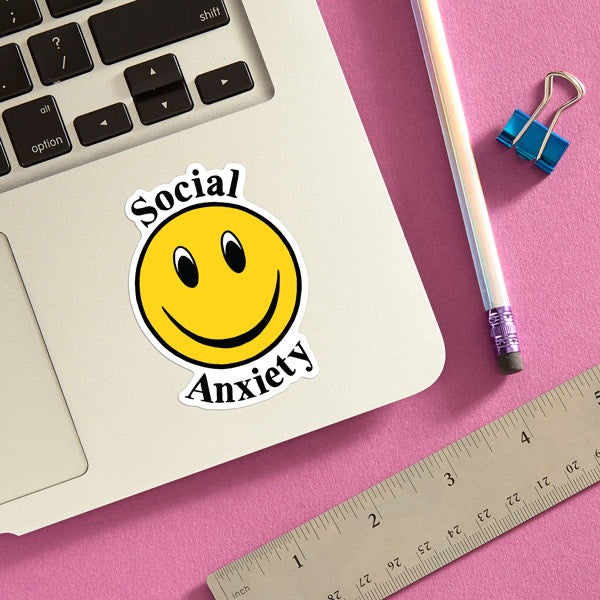 Social Anxiety Happy Face Sticker Lifestyle