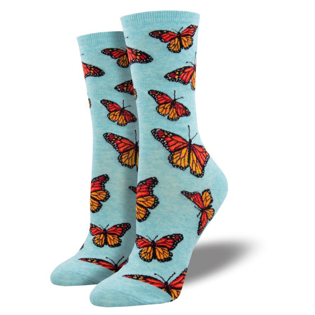 Social Butterfly Socks Blue Heather