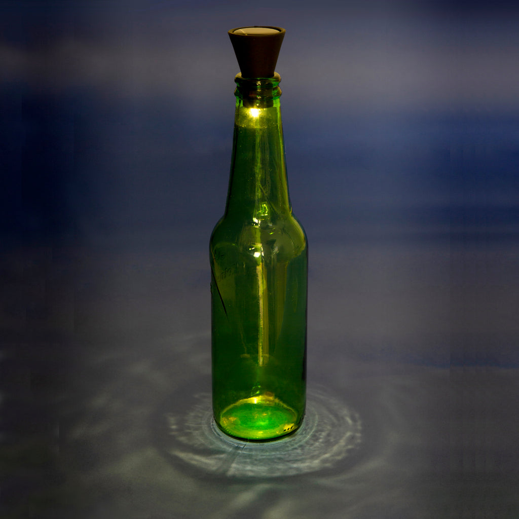 Solar Bottle Light with green bottle.