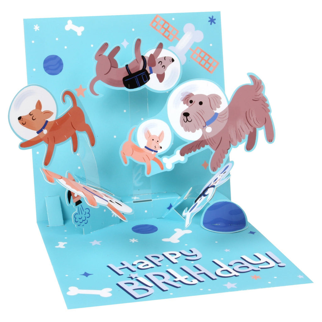 Space Dogs Pop-Up Birthday Card