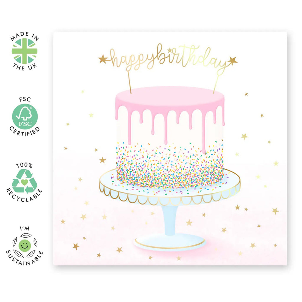 Sparkle Cake Birthday Card specs.