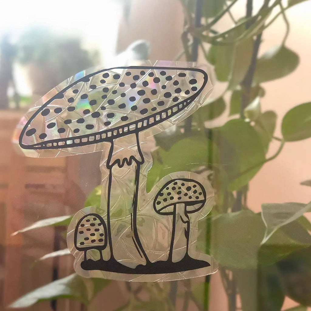 Speckled Mushrooms Suncatcher Window Cling.