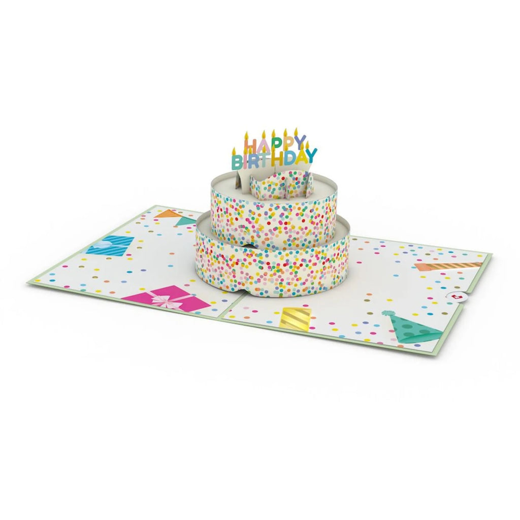 Sprinkles Birthday Cake Pop Up Card Open