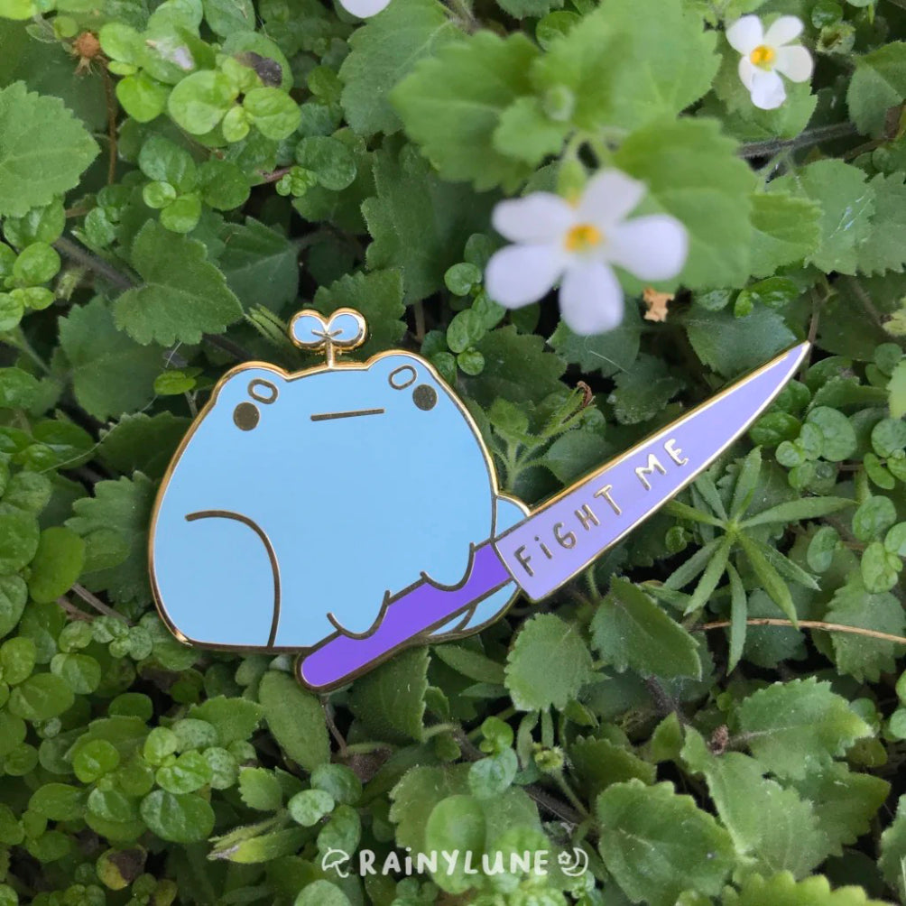 Sprout the Frog Fight Me Knife Pin.