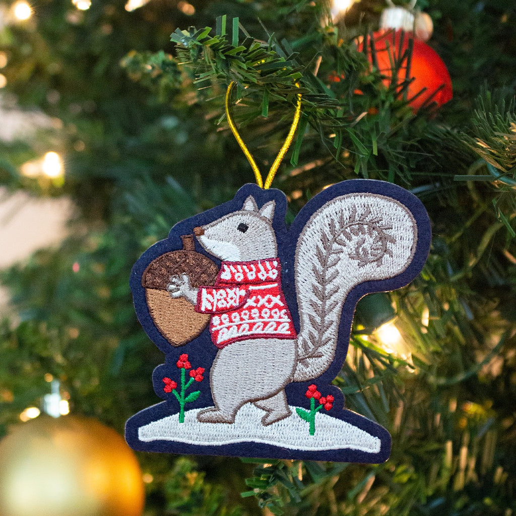 Squirrel With Acorn Embroidered Ornament Lifestyle