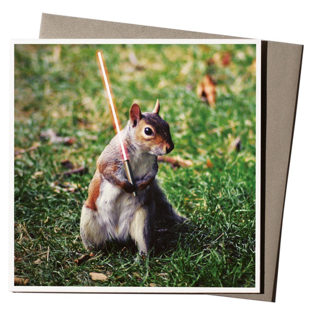 Squirrel with Light Saber Card