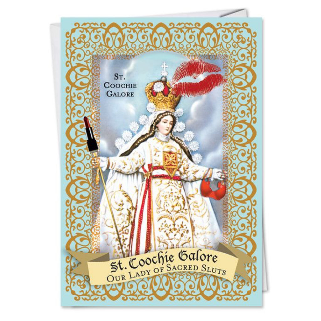 St. Coochie Galore Birthday Card.