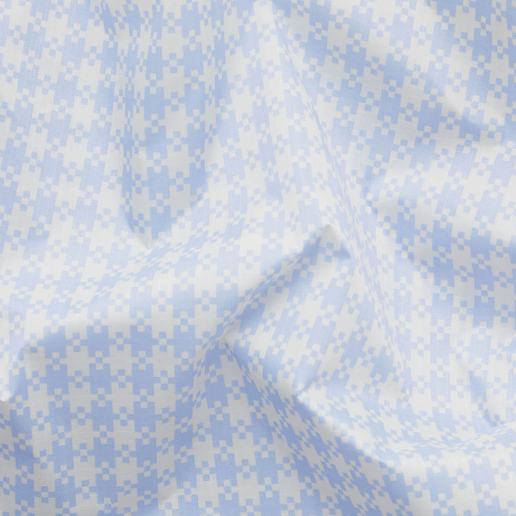Standard Baggu Blue Pixel Gingham close up.