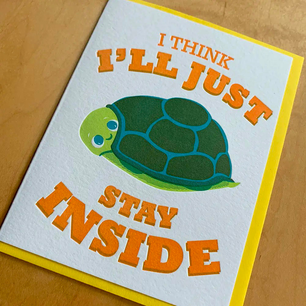 Stay Inside Turtle Card closeup.