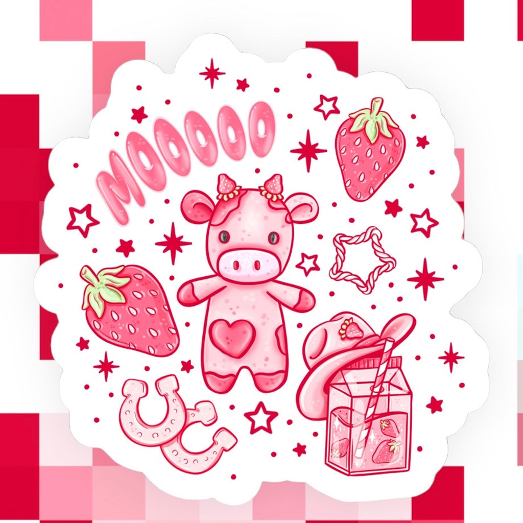 Strawberry Cow Sticker.