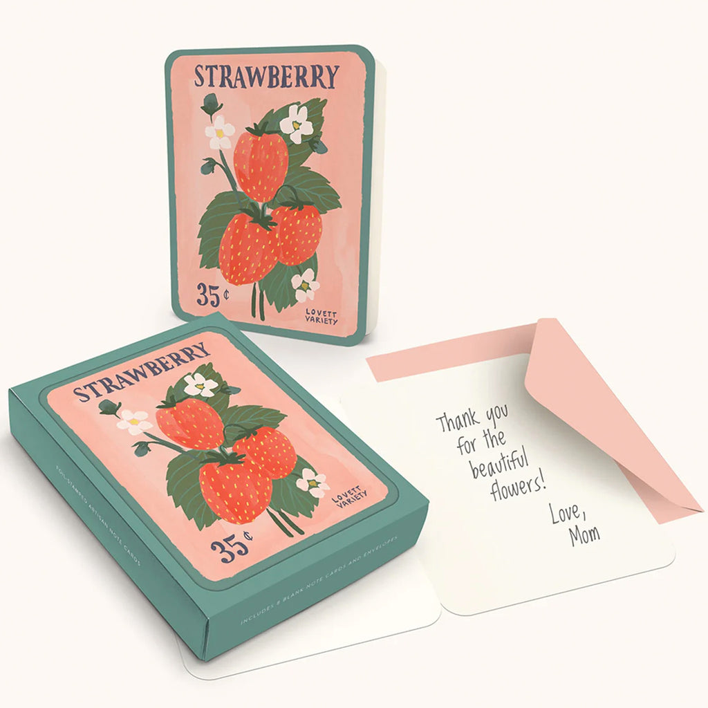 Strawberry Seeds Artisan Note Card Set.