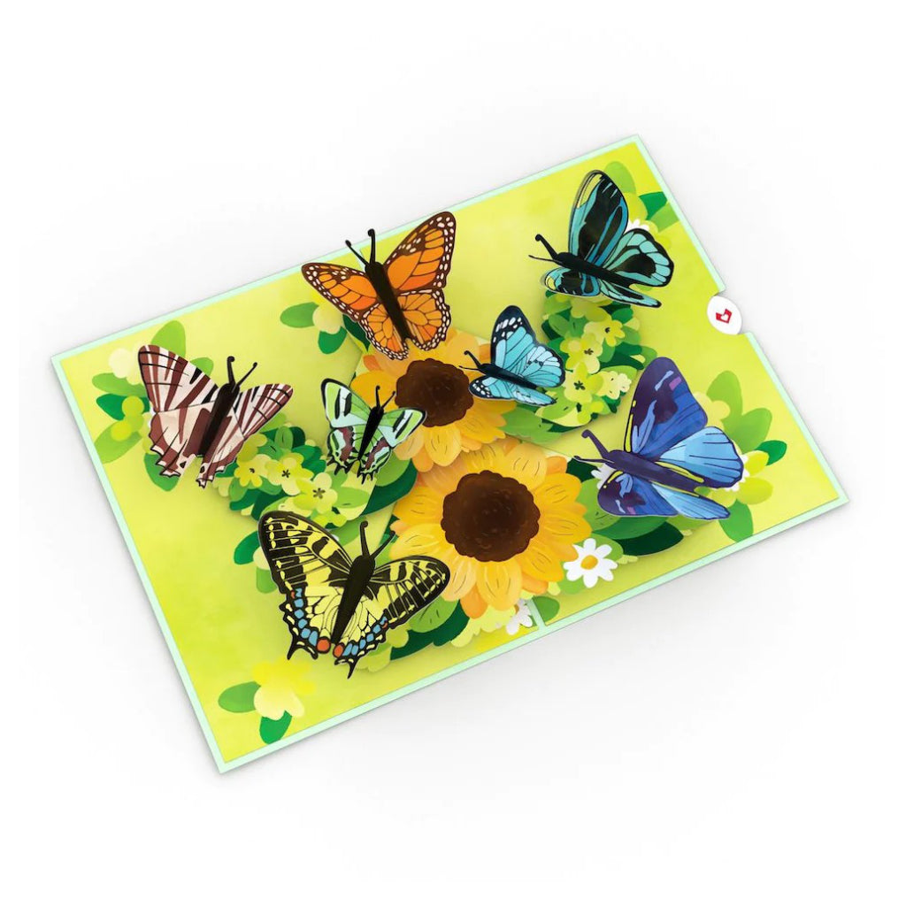 Sunflower Butterflies 3D Pop-Up Card open.