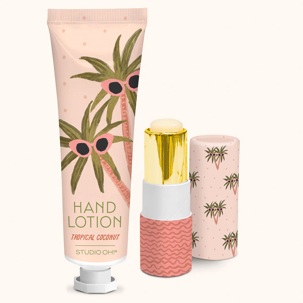 Sunny Palms Lip Balm & Hand Lotion Set.