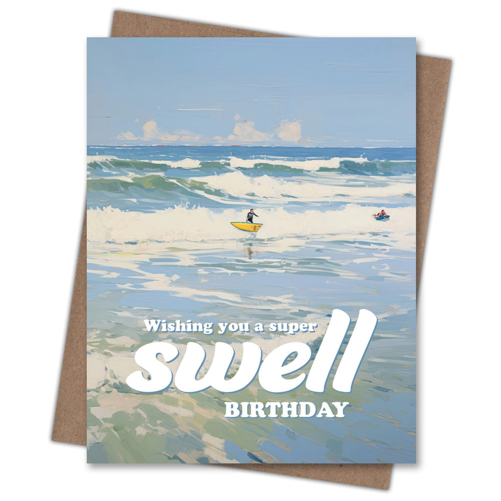 Surfing Swell Birthday Card.