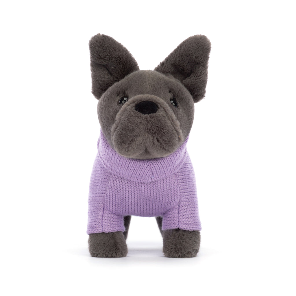 Sweater French Bulldog Purple front view.