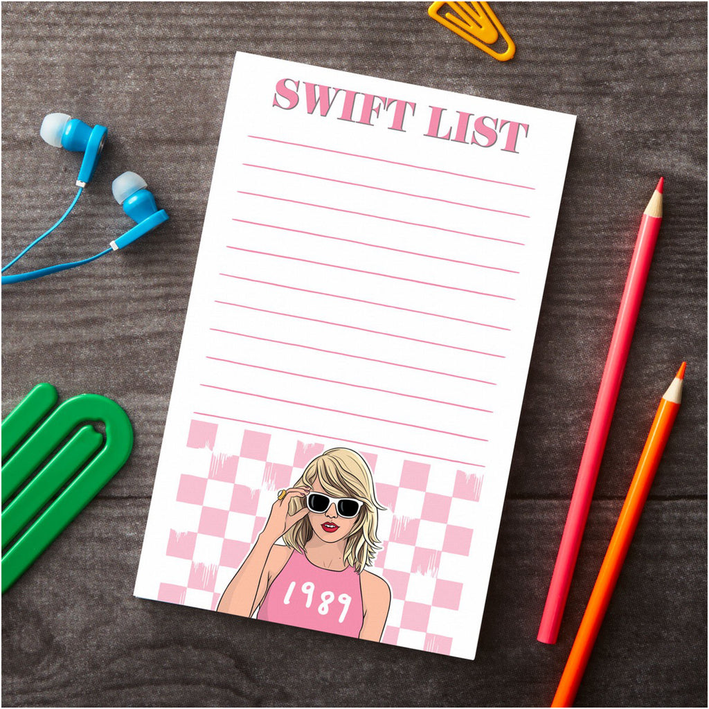 Swift List Taylor Swift Notepad on table.