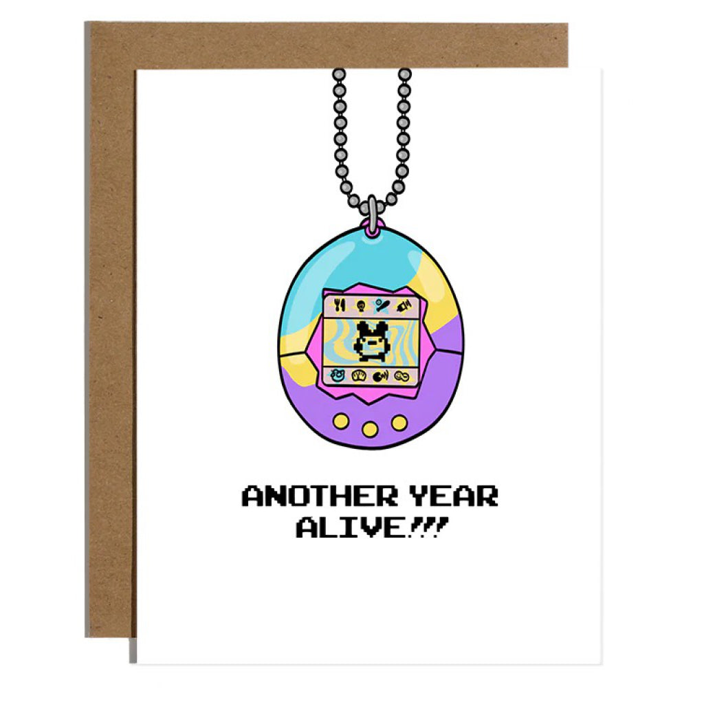 Tamagotchi Another Year Alive Birthday Card.