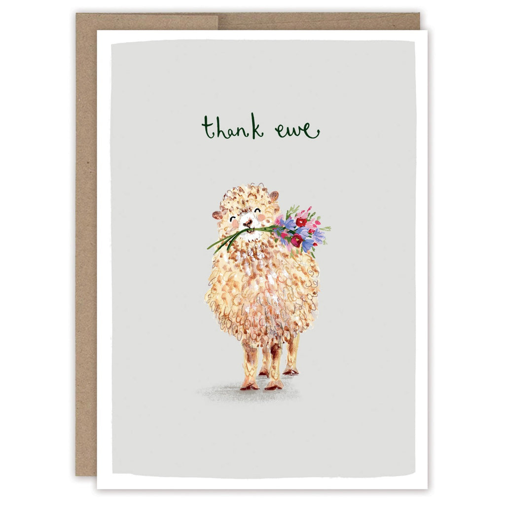 Thank Ewe Sheep With Flowers Card.