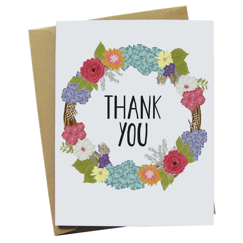 Thank You Flower Wreath Card | Paper Wolf Design – Outer Layer