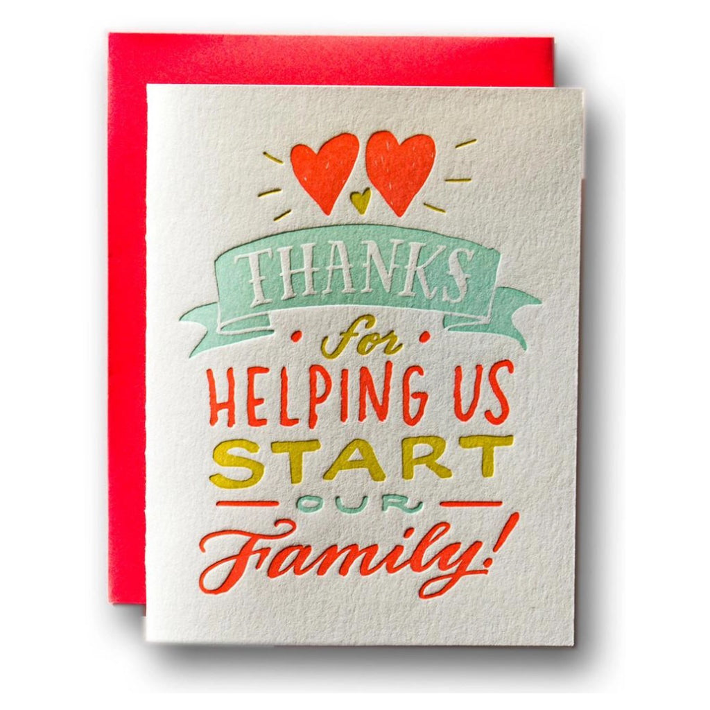 Thanks For Helping Us Start Our Family Card