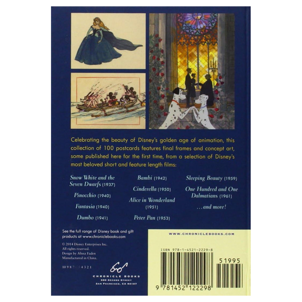 The Art of Disney: 1937-1961 The Golden Age 100 Collectible Postcards Box back view.