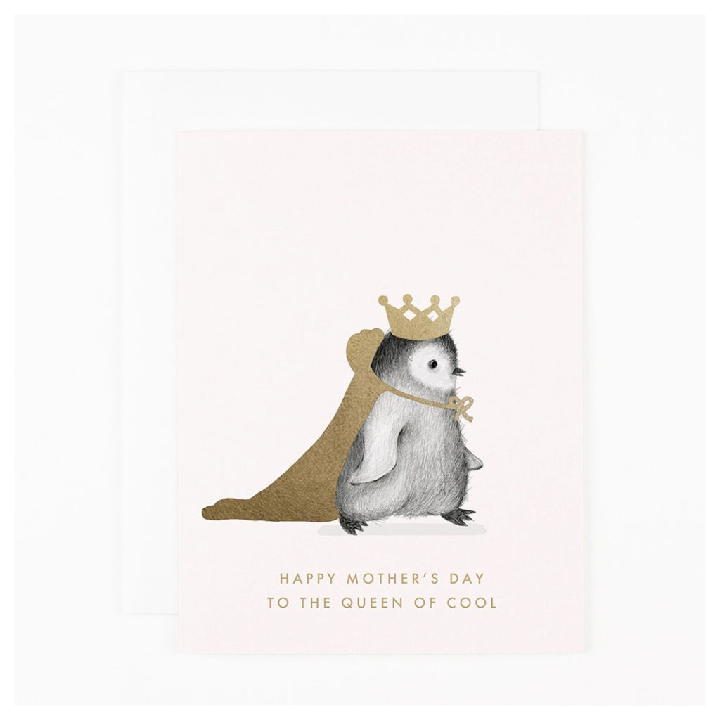 The Queen of Cool Penguin Mom Card