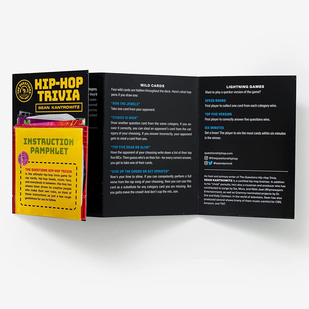 The Questions Hip-Hop Trivia instructions.