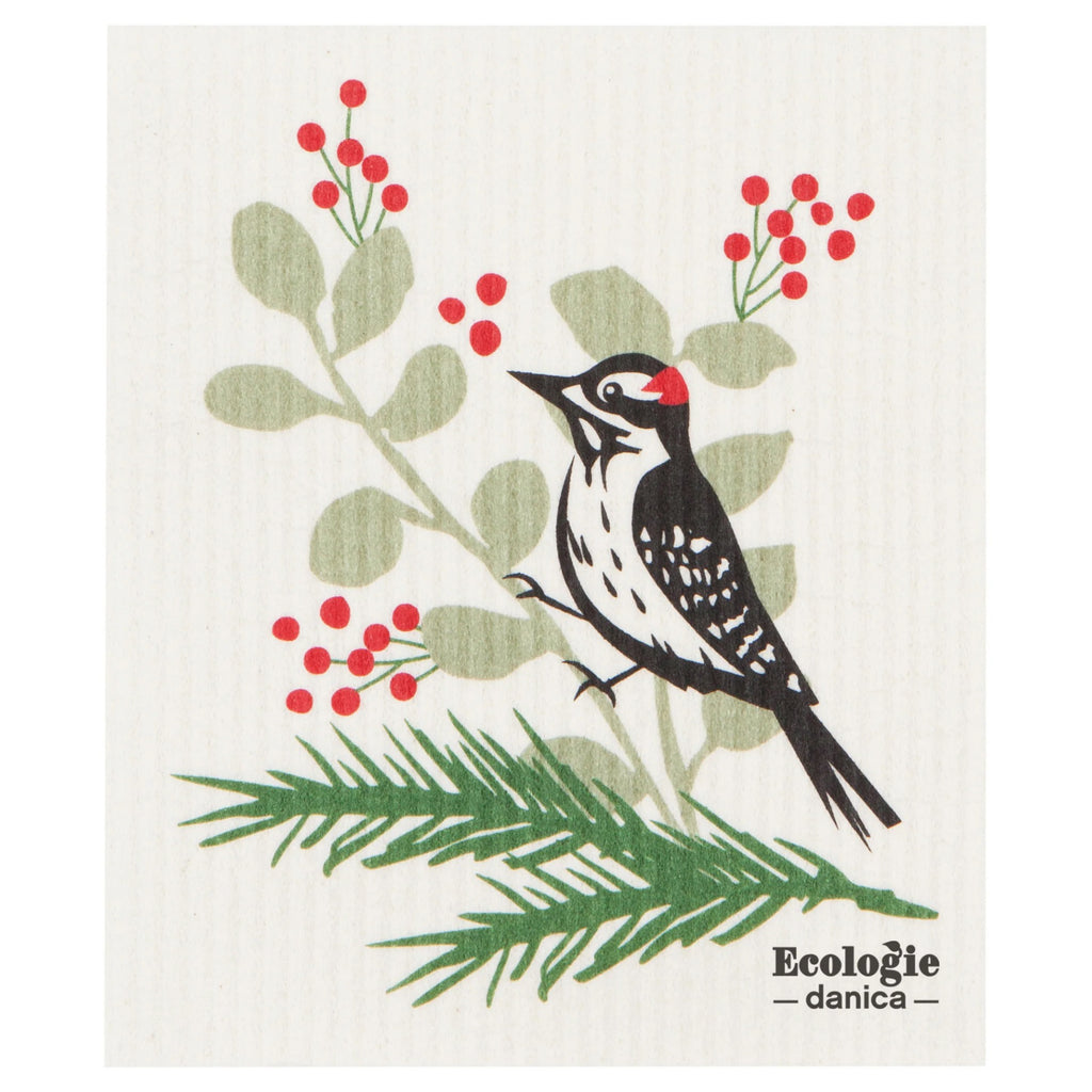 The spill absorbent Forest Woodpecker Swedish Dishcloth.