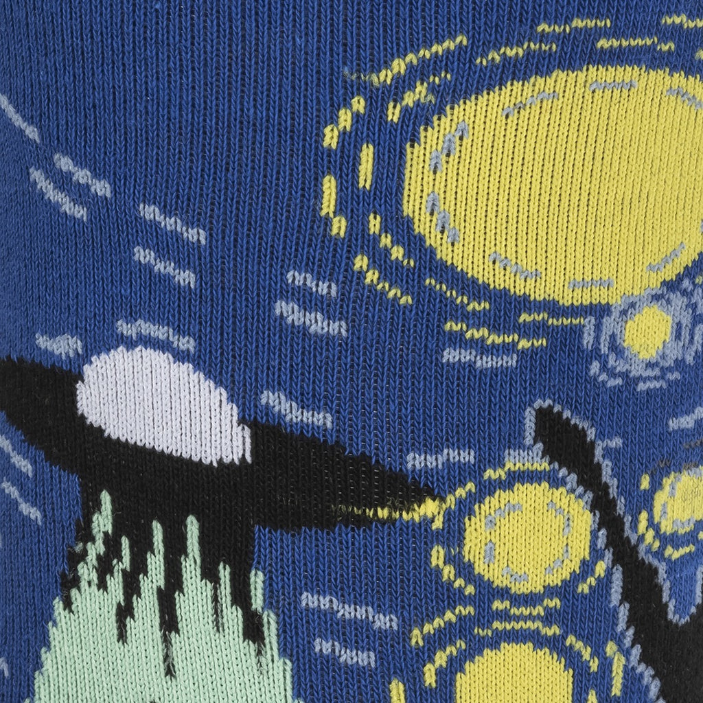 The Starry Flight Men's Crew Socks close up.