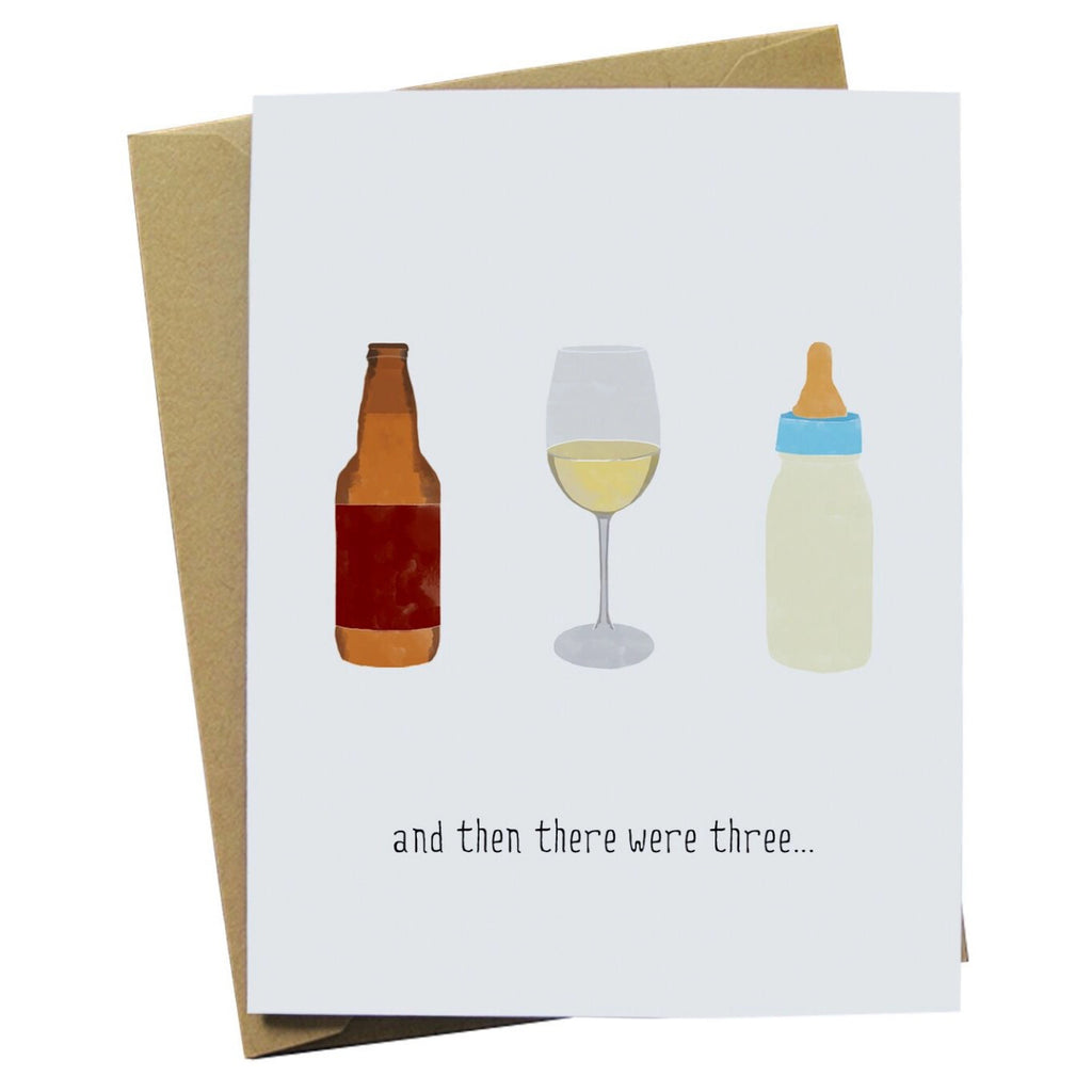 Three Drinks New Baby Card