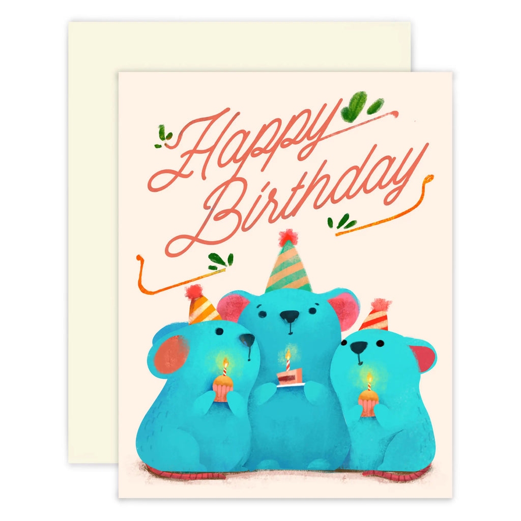 Three Mice Happy Birthday Card