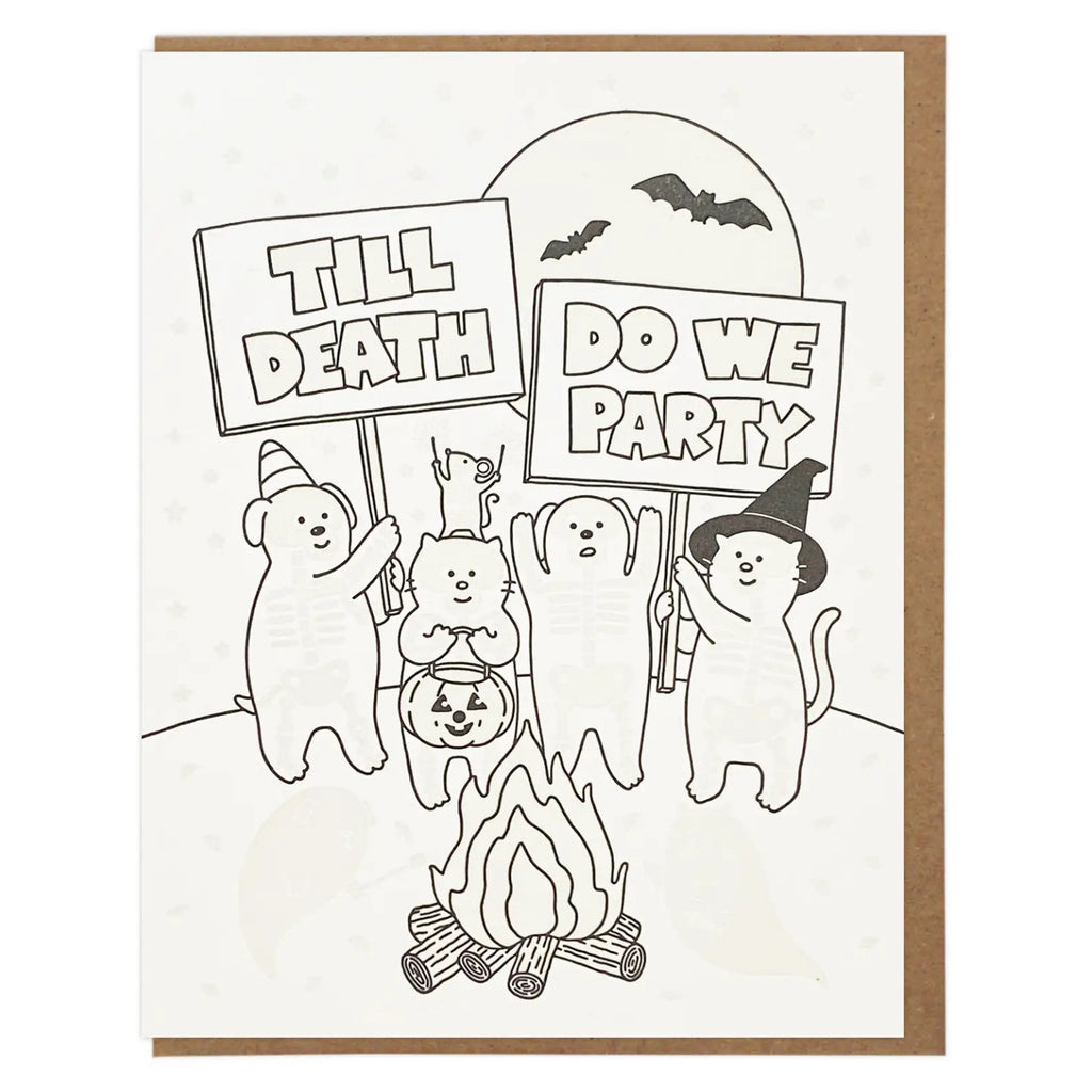 Til Death We Party Halloween Animals Card