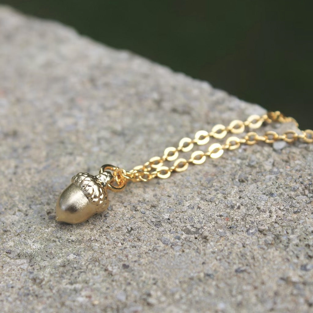 Tiny Acorn Necklace.