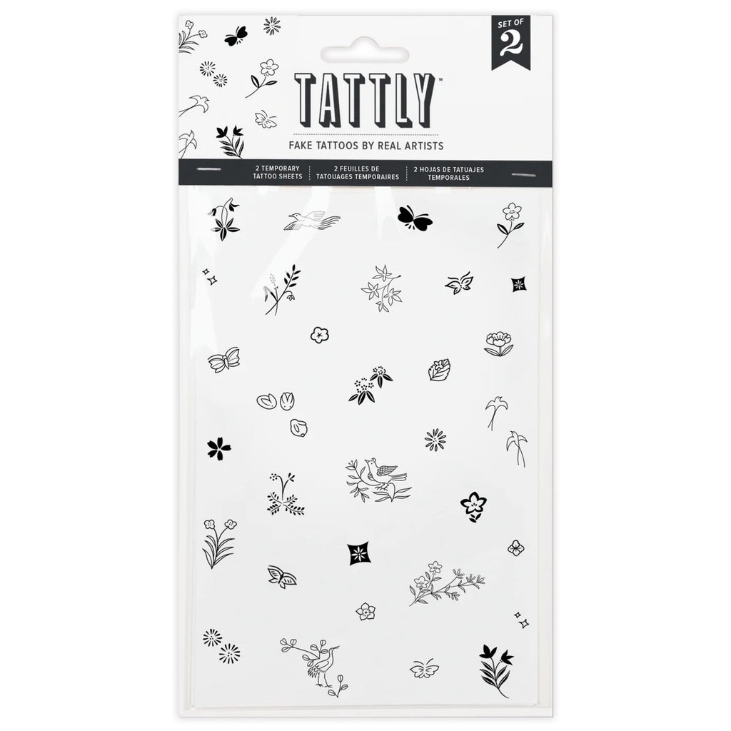 Tiny Nature Tattoo Sheet Set of Two packaging.