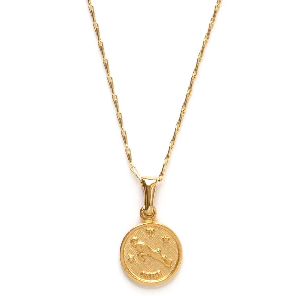 Tiny Zodiac Medallion Necklace - Aries.