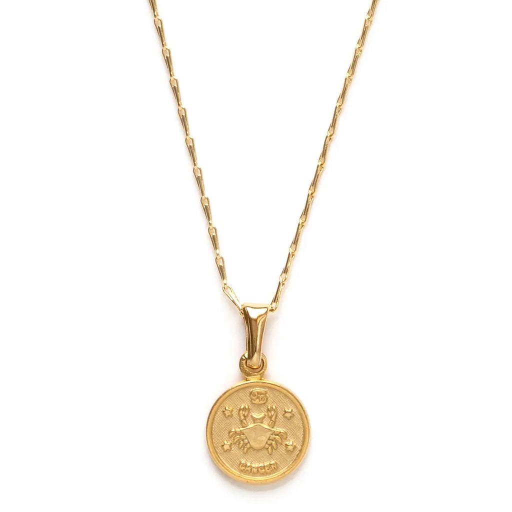 Tiny Zodiac Medallion Necklace - Cancer.