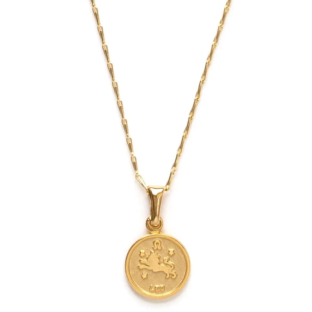 Tiny Zodiac Medallion Necklace - Leo.