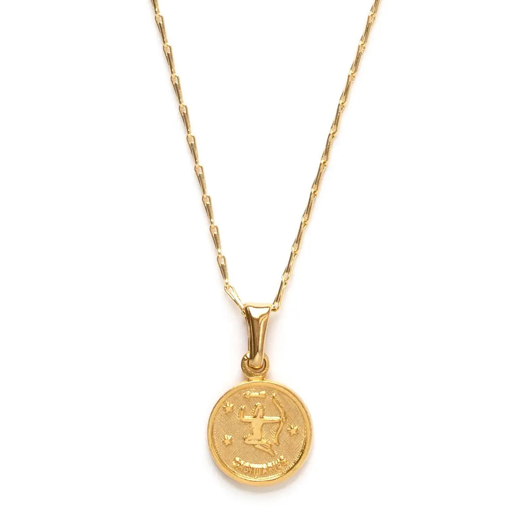 Tiny Zodiac Medallion Necklace - Sagittarius.