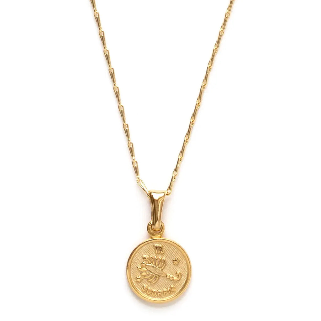 Tiny Zodiac Medallion Necklace - Scorpio.
