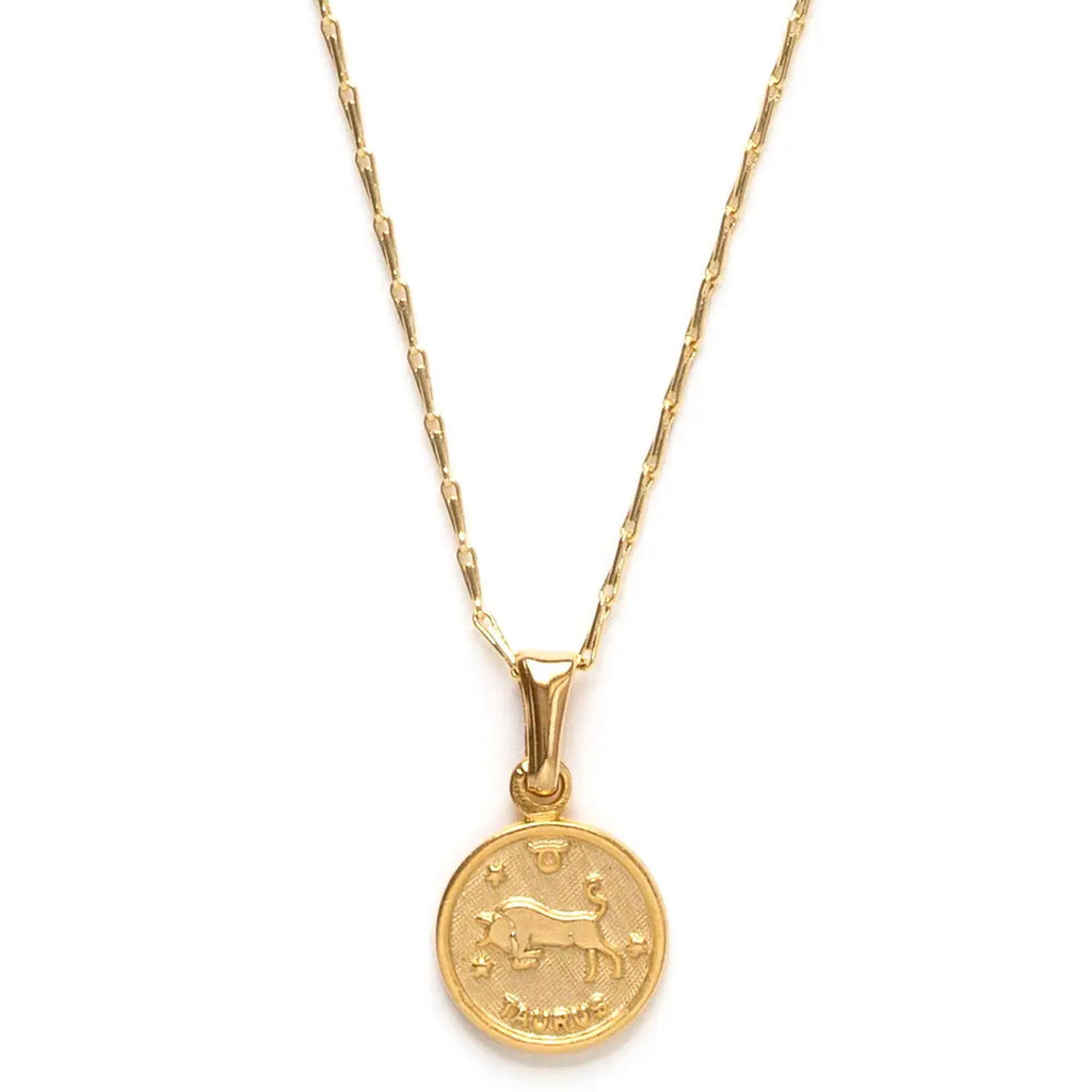 Tiny Zodiac Medallion Necklace - Taurus.