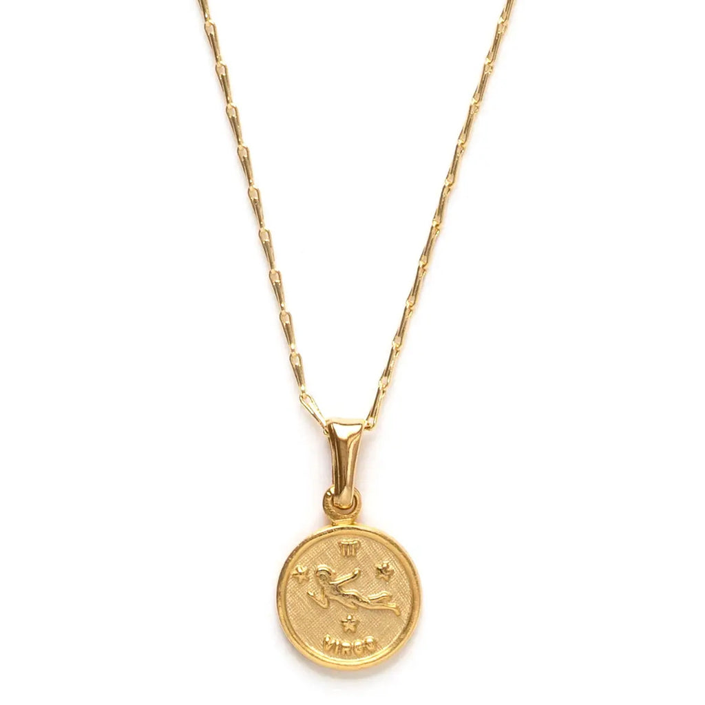 Tiny Zodiac Medallion Necklace - Virgo.
