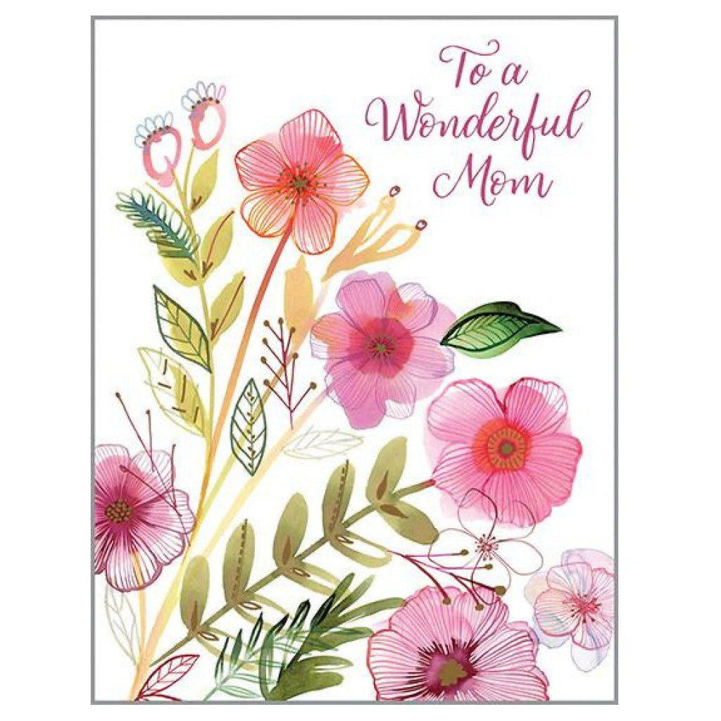 To A Wonderful Mom Pink Flowers Card