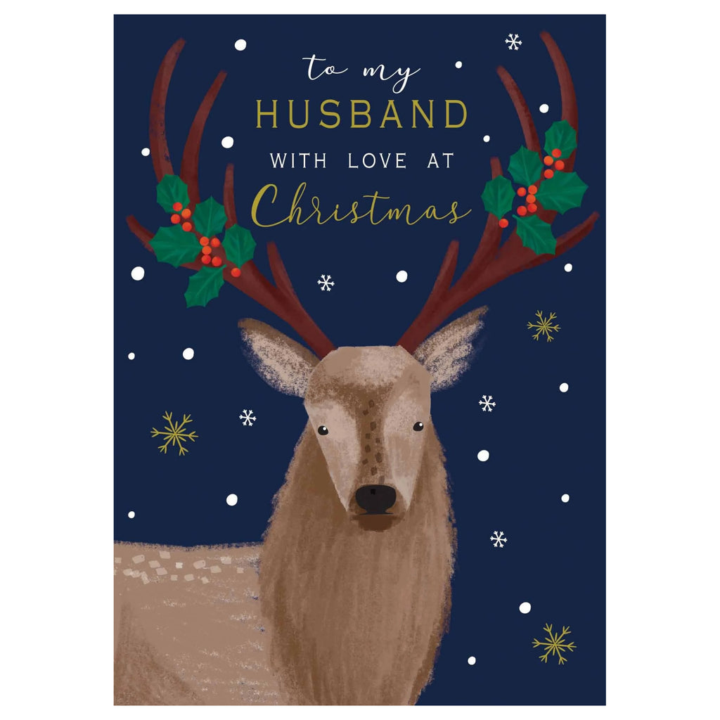 To My Husband Deer Christmas Card