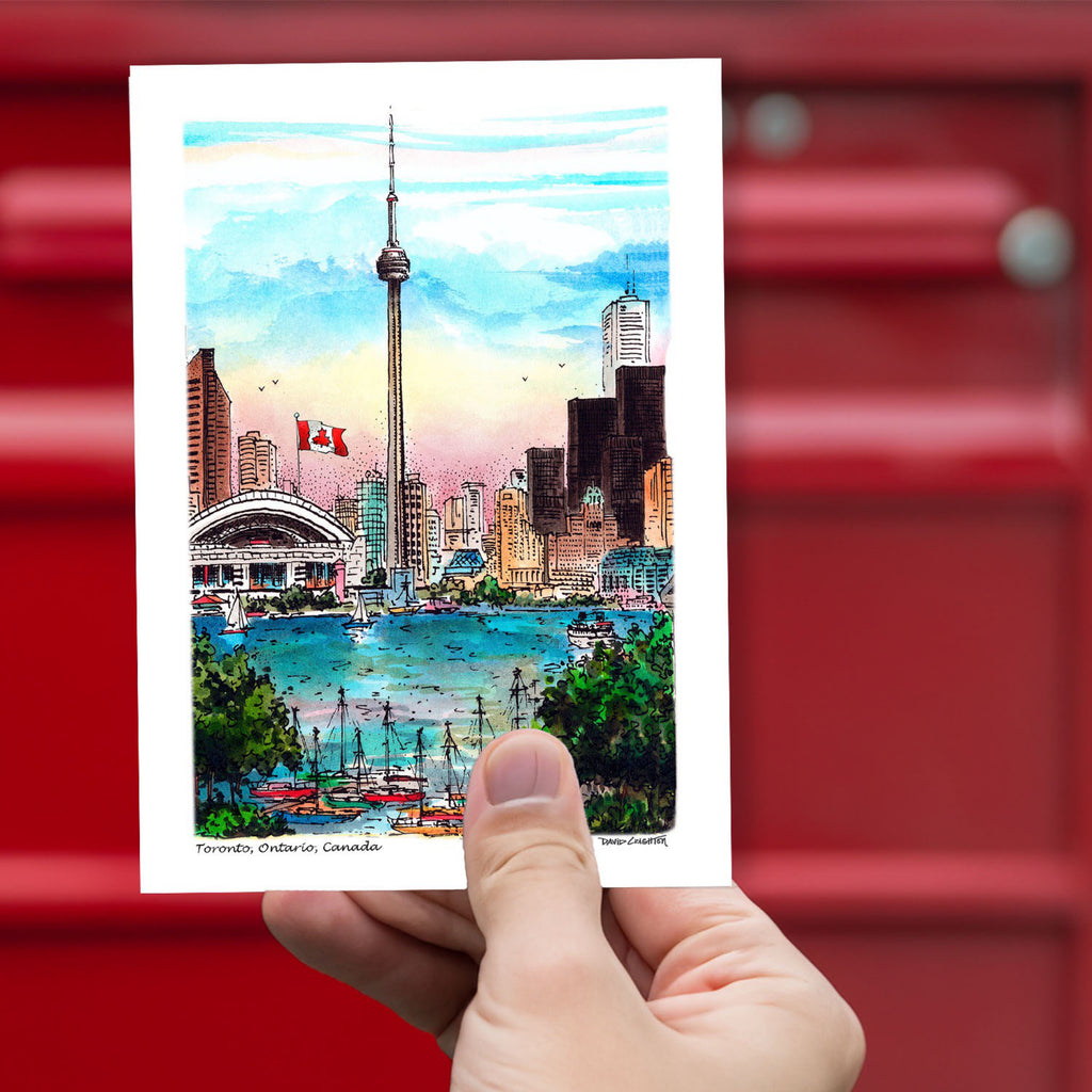 Toronto CN Tower Postcard being held.