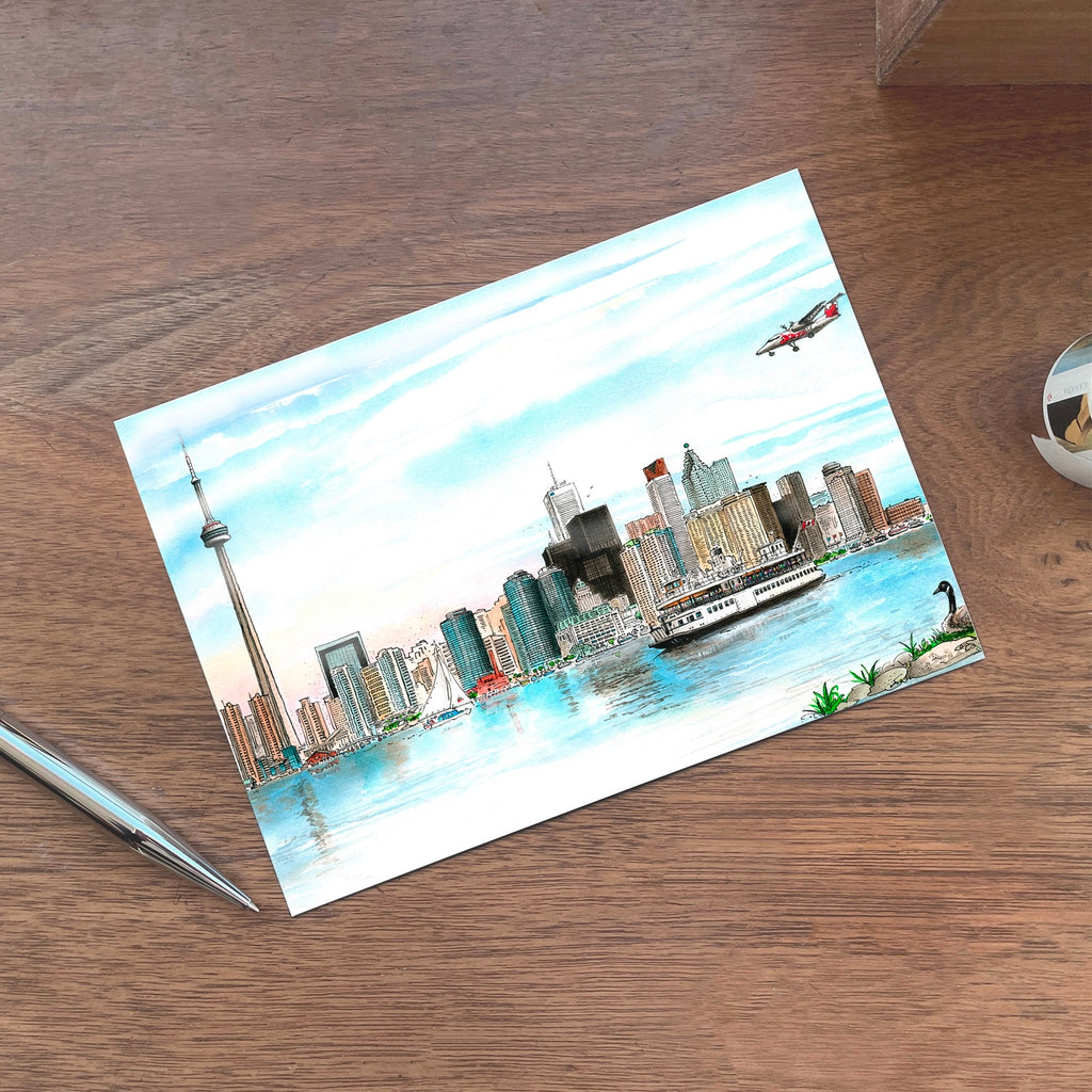 Toronto Skyline With Boats Postcard on desktop.