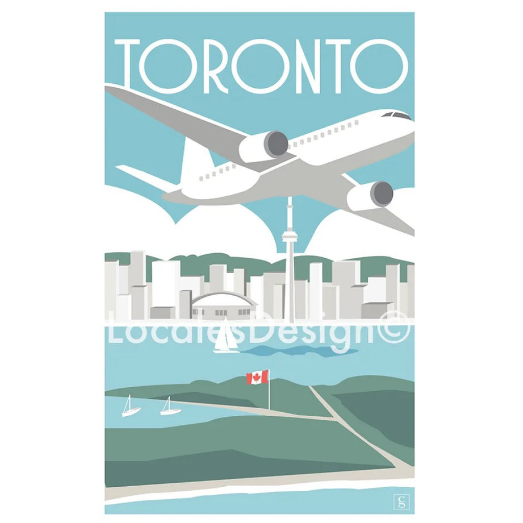 Toronto Skyline with Plane Postcard.